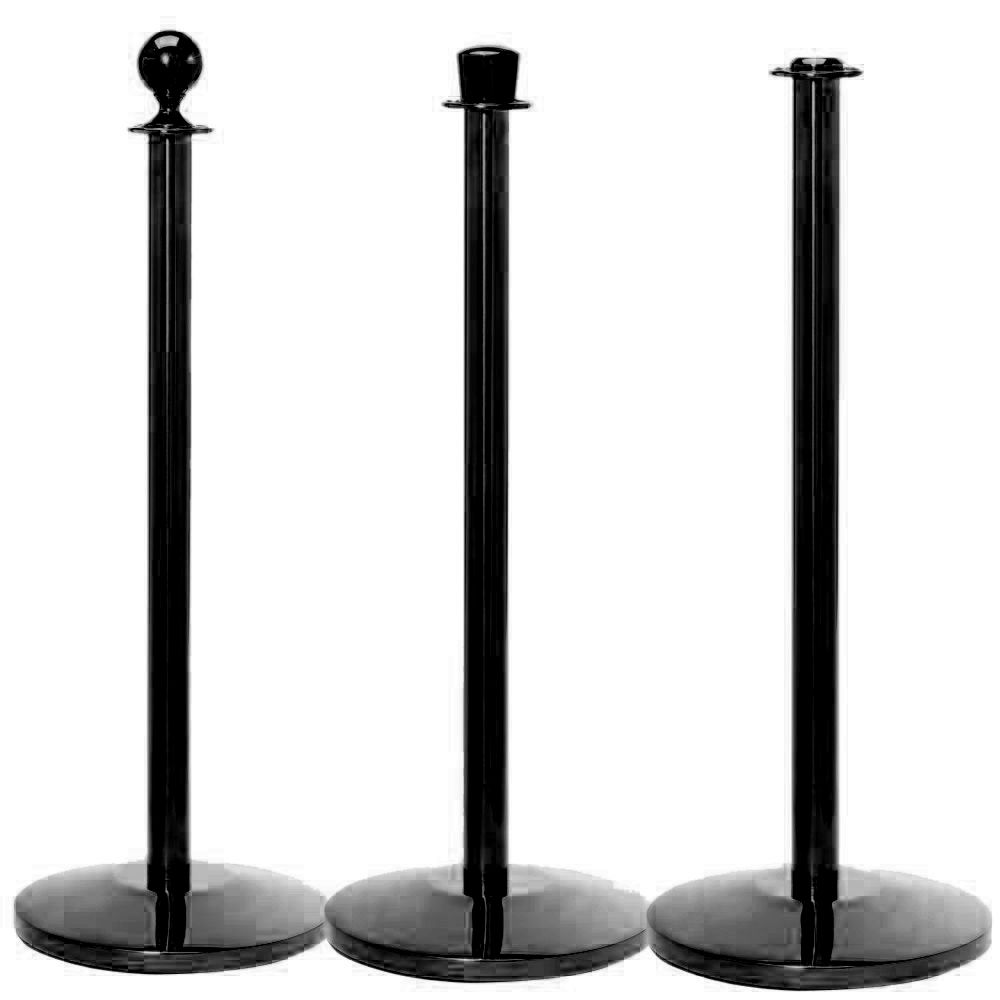 Black Rope Stands with Flat, Ball or Crown Top 1m tall Braccio.co.uk